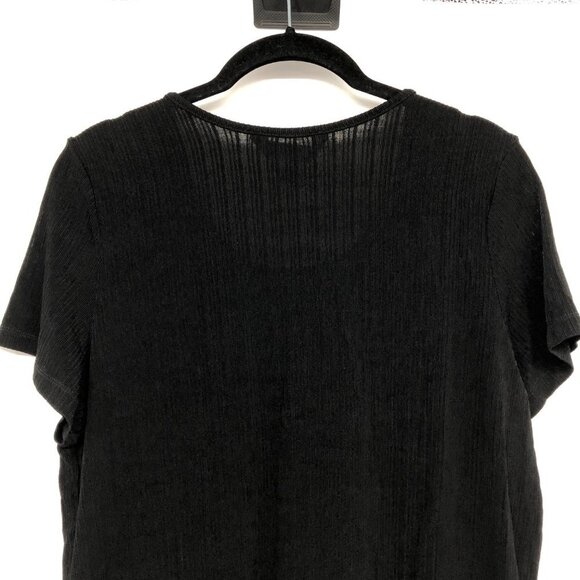 TanJay Black Textured jewelled neck Short Sleeve Shirt size S - Picture 10 of 14